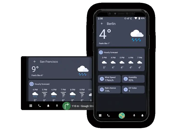Animated demo: live weather information inside AutoZen