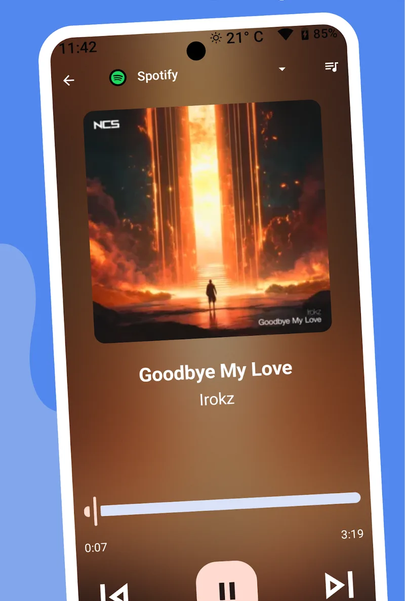 AutoZen music player controlling Spotify